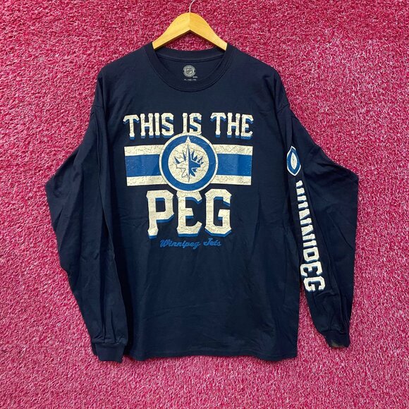 NHL Winnipeg Jets "The Peg" Long Sleeve Blue T-Shirt XL - Picture 1 of 4